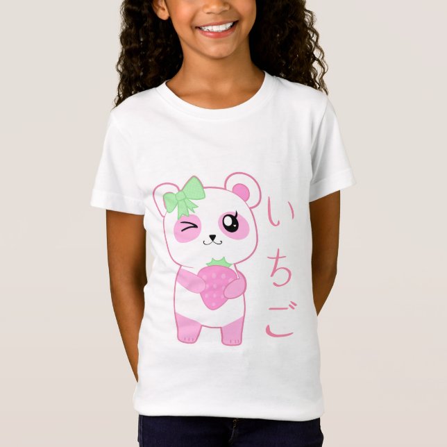 T-Shirt Japonais mignon d'ours panda de Kawaii de rose de (Devant)