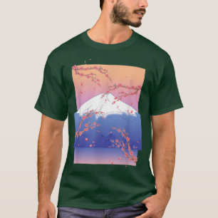 T-shirt Japonais rose Sakura Mountain Joli Flower Cherry