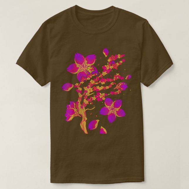 T-shirt Japonais Sakura Flower Retro 90s Vaporwave Cherry (Design devant)