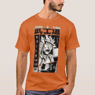 T-shirt Japonais Samouraï avec Kanji Manga Japon Guerrier 