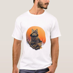 T-shirt Japonais samouraï chat tatouage kawaii ninja chat 