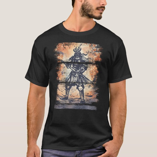 T-shirt Japonais Samurai Bushido Warrior Katana Sword Back (Devant)