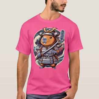 T-shirt Japonais Samurai Capybara Tattoo Kawaii Ninja Capy