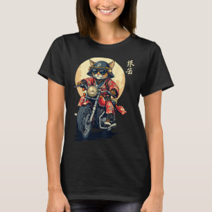T-shirt Japonais Samurai Chat Guerrier Chat Tattoo Kawaii