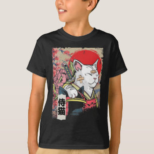T-shirt Japonais Samurai Chat Guerrier Japon Ninja Kitten