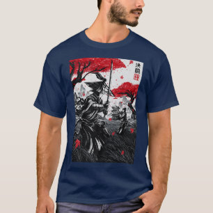 T-shirt Japonais Samurai Duel Facebook Peinture de linge d