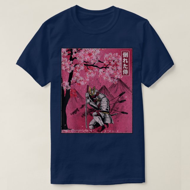 T-shirt Japonais Samurai Fallen Guerrier Cherry Blossom Vi (Design devant)