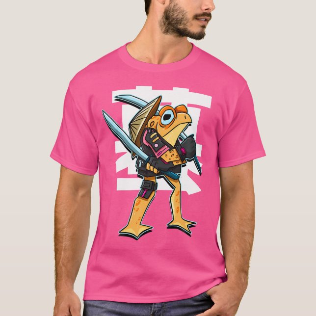 T-shirt Japonais Samurai Fighter Warrior Funny Comic Frog (Devant)