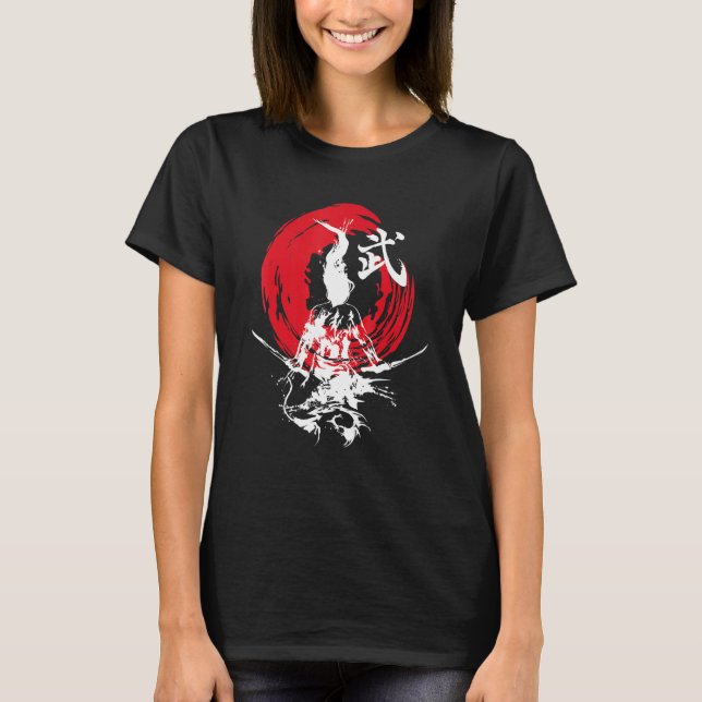 T-shirt Japonais Samurai Fire Warrier épées Retro Japon C (Devant)