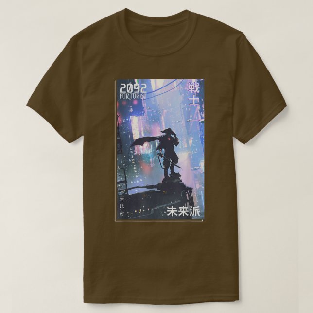 T-shirt Japonais Samurai guerrier Aesthétique Futuriste Vi (Design devant)
