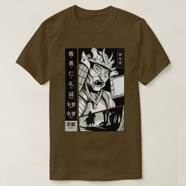T-shirt Japonais Samurai Guerrier Bushido Code Swordsmen A (Design devant)