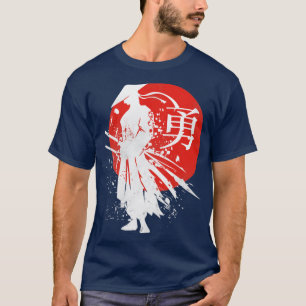 T-shirt Japonais Samurai guerrier Rétro Japon Calligraphie