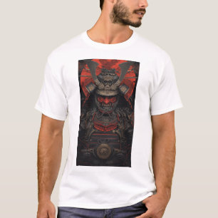 T-shirt Japonais Samurai Guerrier Rouge Visage Armor Graph