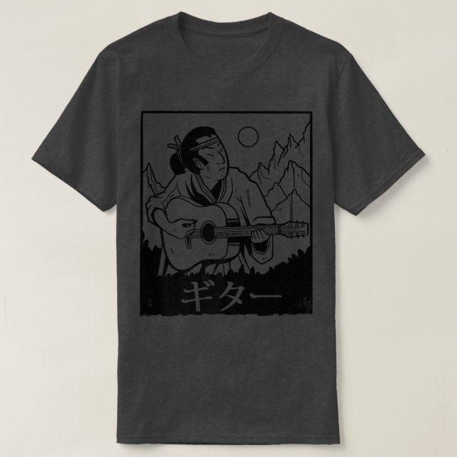 T-shirt Japonais Samurai Jouer Guitare Bushido Code Warri (Design devant)