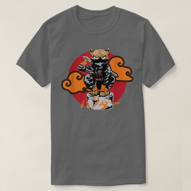 T-shirt Japonais Samurai Ninja Cadeau de chat Kawaii Tatto (Design devant)