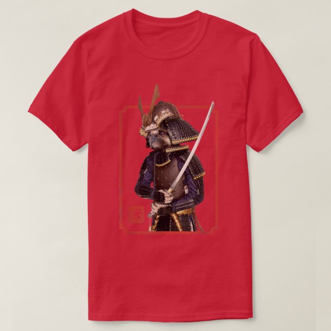 T-shirt Japonais Samurai Ninja Carlin Amoureux des chiens  (Design devant)
