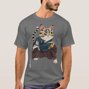 T-shirt Japonais Samurai Ninja Cat Kawaii Awesome Neko (2)