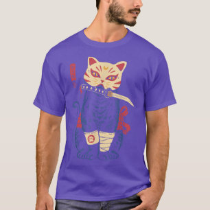 T-shirt Japonais Samurai Ninja Chat Kitsune Masque 