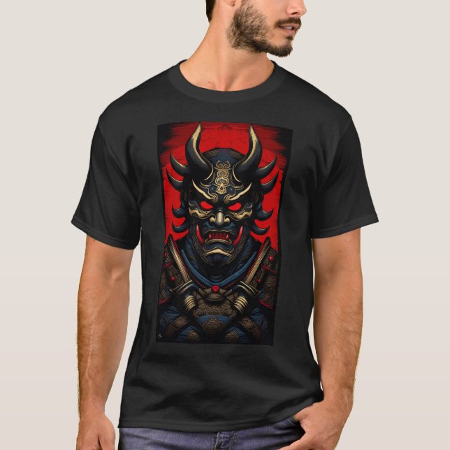 T-shirt Japonais Samurai Oni Art Graphic Tee (Devant)