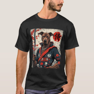 T-shirt Japonais Samurai Pitbull Tattoo Kawaii Ukiyo-e Nin