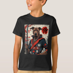 T-shirt Japonais Samurai Pitbull Tattoo Kawaii Ukiyo-e Nin