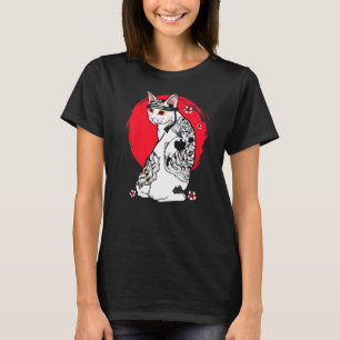 T-shirt Japonais Samurai Senpai Cat Tattoo maître enseigna