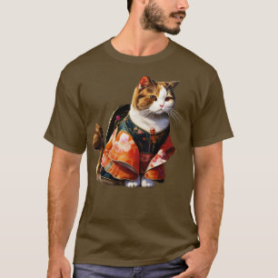 T-shirt Japonais Samurai Sphynx Chat Cerisier fleur Kit Ch