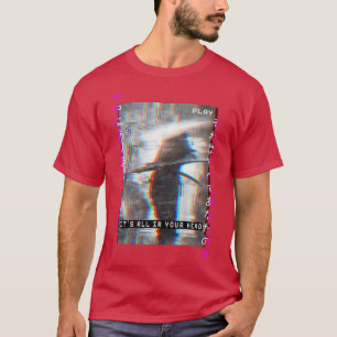 T-shirt Japonais Samurai Vaprowave Glitch Guerrier