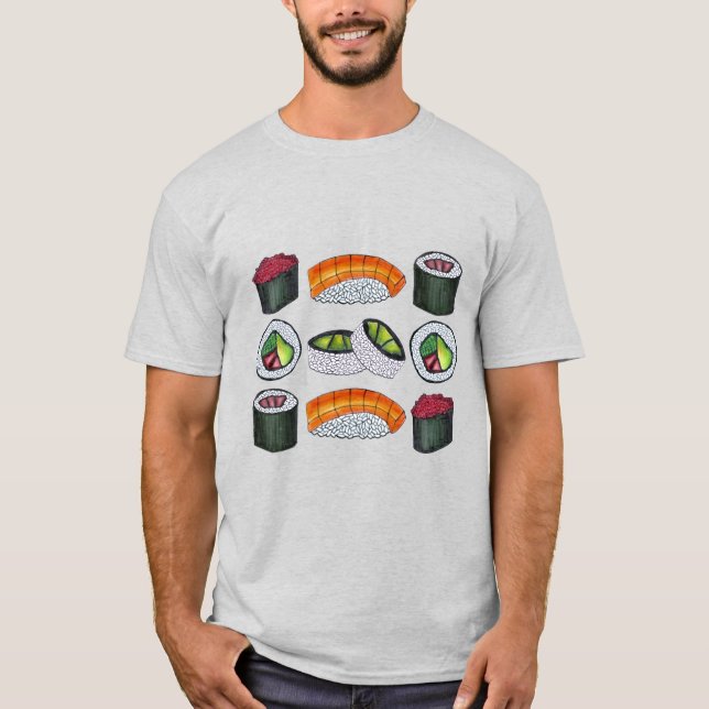 T-shirt japonais Sushi Nigiri Maki Roll Rolls (Devant)