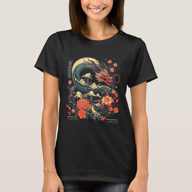 T-shirt Japonais Tokyo Dragon asiatique tatouage Retro 80u (Devant)