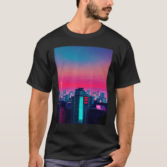 T-shirt Japonais Vaporwave Asiatique Inspiré 80's rétro (Devant)