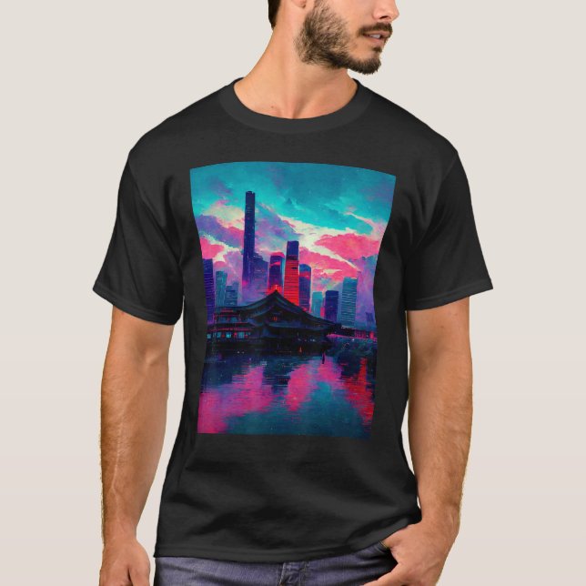 T-shirt Japonais Vaporwave Asiatique Inspiré 80's rétro 2 (Devant)