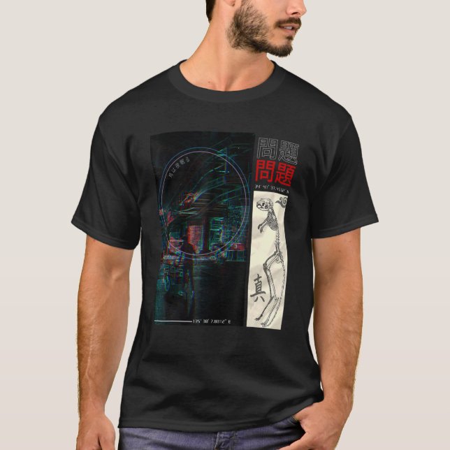 T-shirt Japonais Vêtements de rue Hommes Cyberpunk Esthéti (Devant)