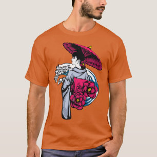 T-shirt Japonais vintage Kawaii Geisha Anime Girl in Kimon