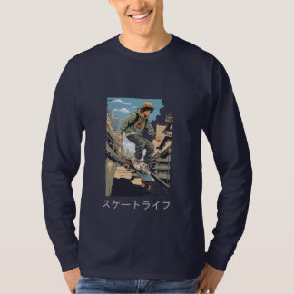 T-shirt Japonais vintage rétro anime Skateboard