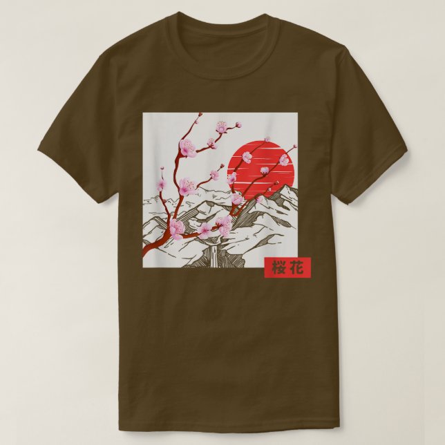 T-shirt Japonaise Amour Fleur Sakura Cherry Blosso (Design devant)