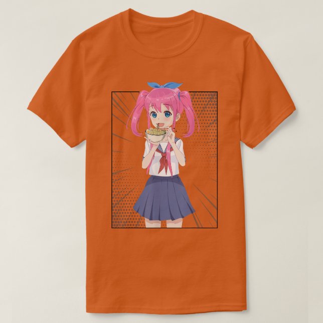 T-shirt Japonaise Anime Girl Manger Ramen Noodle Femmes Ho (Design devant)