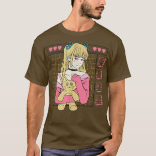 T-shirt Japonaise Chat Girl Anime Caractère Japonais Esthé