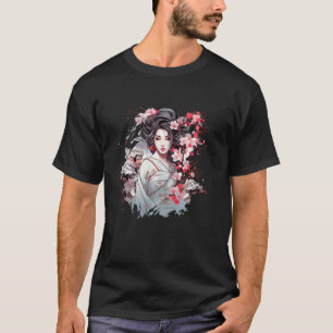 T-shirt Japonaise Geisha Sakura Cerry Blossom Japon Art Gr