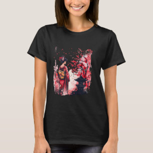T-shirt Japonaise Geisha Sakura Cerry Blossom Pagoda Geish