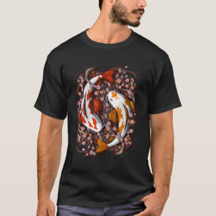 T-shirt Japonaise Koi Poisson Giant Carpe Cerise Fleur Fle