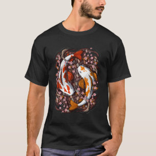 T-shirt Japonaise Koi Poisson Giant Carpe Cerise Fleur Fle