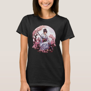 T-shirt Japonaise Samurai fille Vintage Rétro Sakura Cherr