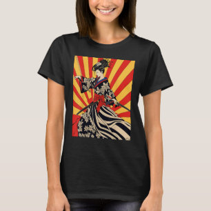 T-shirt Japonaise Samurai fille Vintage Rétro Sakura Cherr