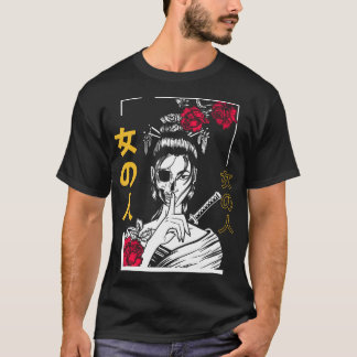 T-shirt Japonaise Samurai Floral Guerrier Geisha Femme Tok