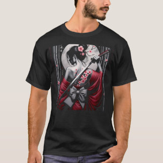 T-shirt Japonaise Samurai Floral Guerrier Geisha Femme Tok