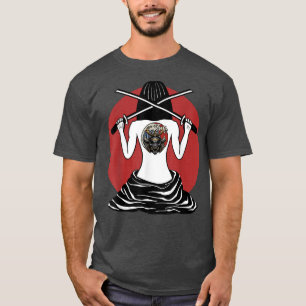 T-shirt Japonaise Samurai Girl et Vintage Sakura Cherry Bl