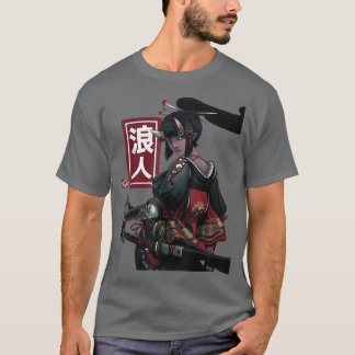 T-shirt Japonaise Samurai Girl et Vintage Sakura Cherry Bl