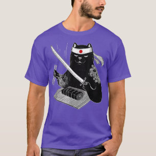 T-shirt Japonaise Samurai Ninja Chat Kawaii Tatouage Homme