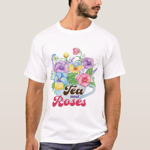 T-shirt Jardin anglais style thé et roses Art floral